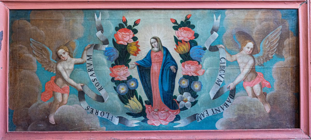 Antependium Obraz Matki Bożej Różańcowej, olej na płótnie, klasycystyczny, 1 ćw. XIX w.