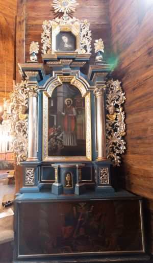 Ołtarz św. Walentego, drewno polichromowane, barok, 2. ćw. XVIII w.