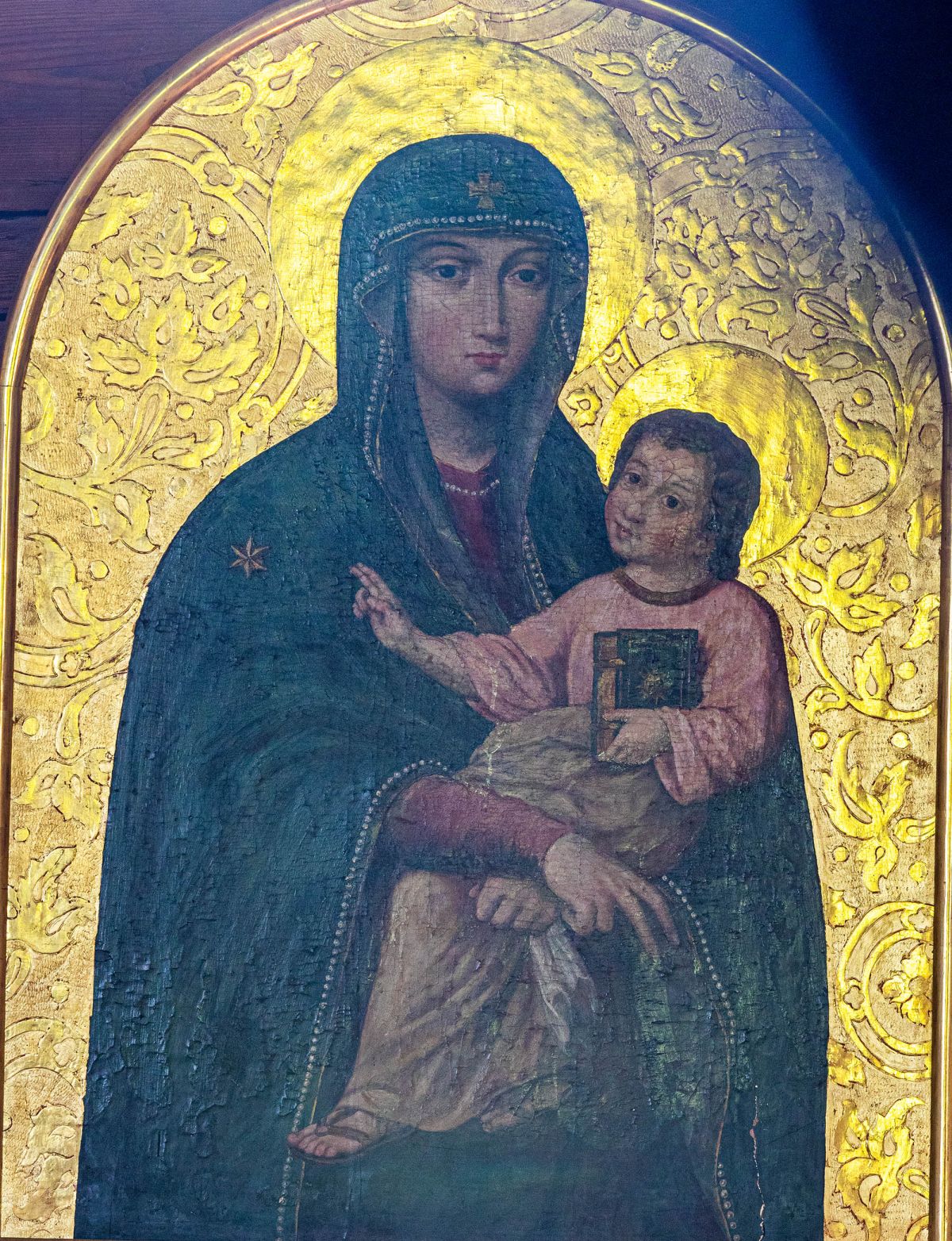 Obraz MB z Dzieciątkiem, olej na płótnie na desce, barokowy, koniec XVII w.