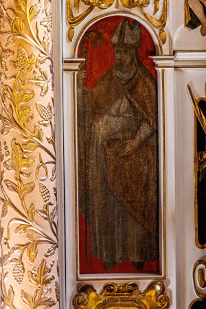 Obraz św. Mikołaj Biskup, olej na płótnie, barokowy, 1. Poł. XXVIII w., olej na płótnie, barokowy, 1 poł. XVIII w.